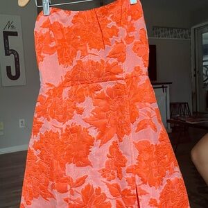Showpo Strapless Dress in Orange Floral